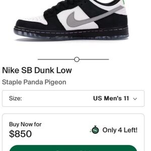 Pigeon Panda SB Dunk Lows Size 9.5